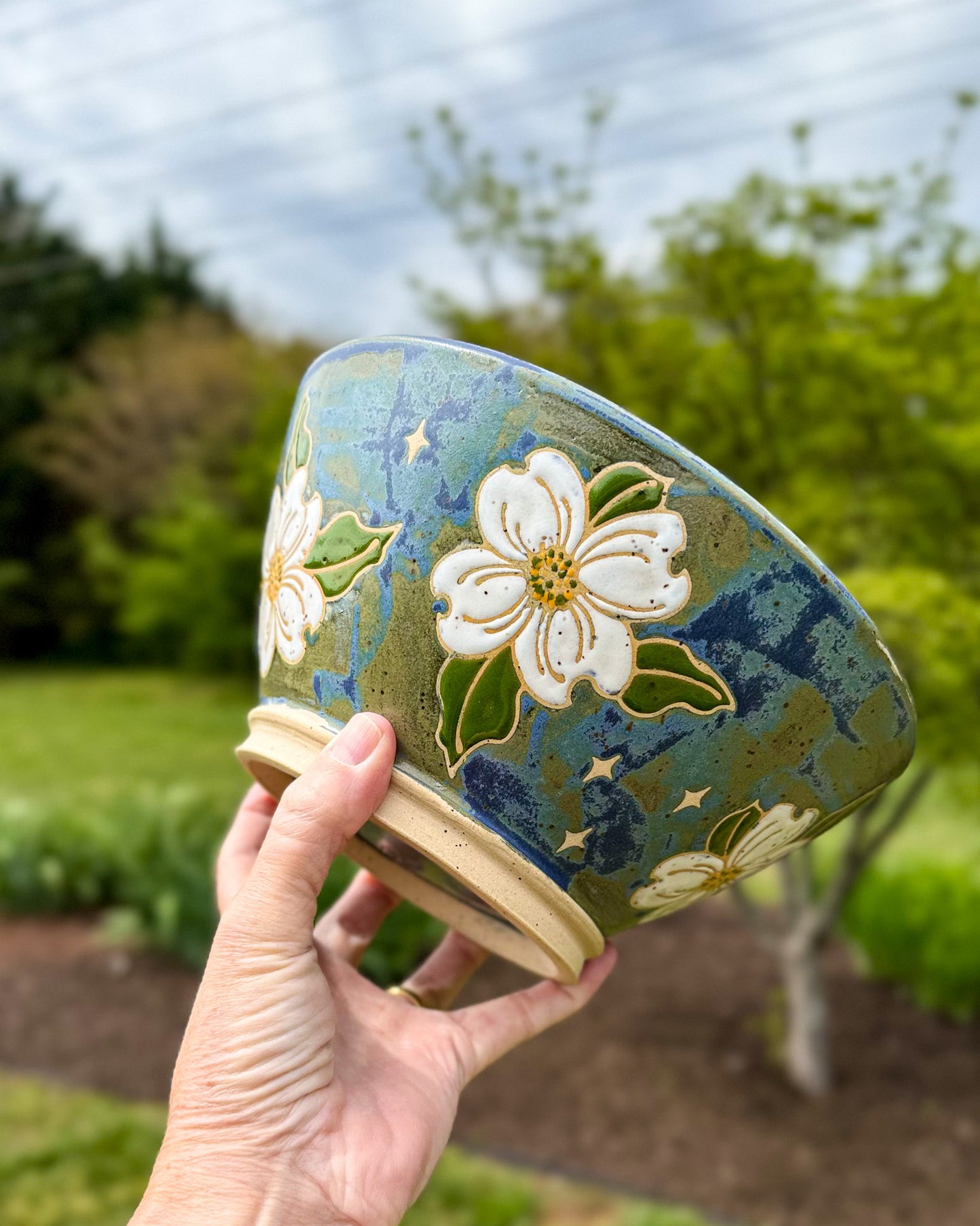 Midnight Dogwoods Serving Bowl - Limited Edition