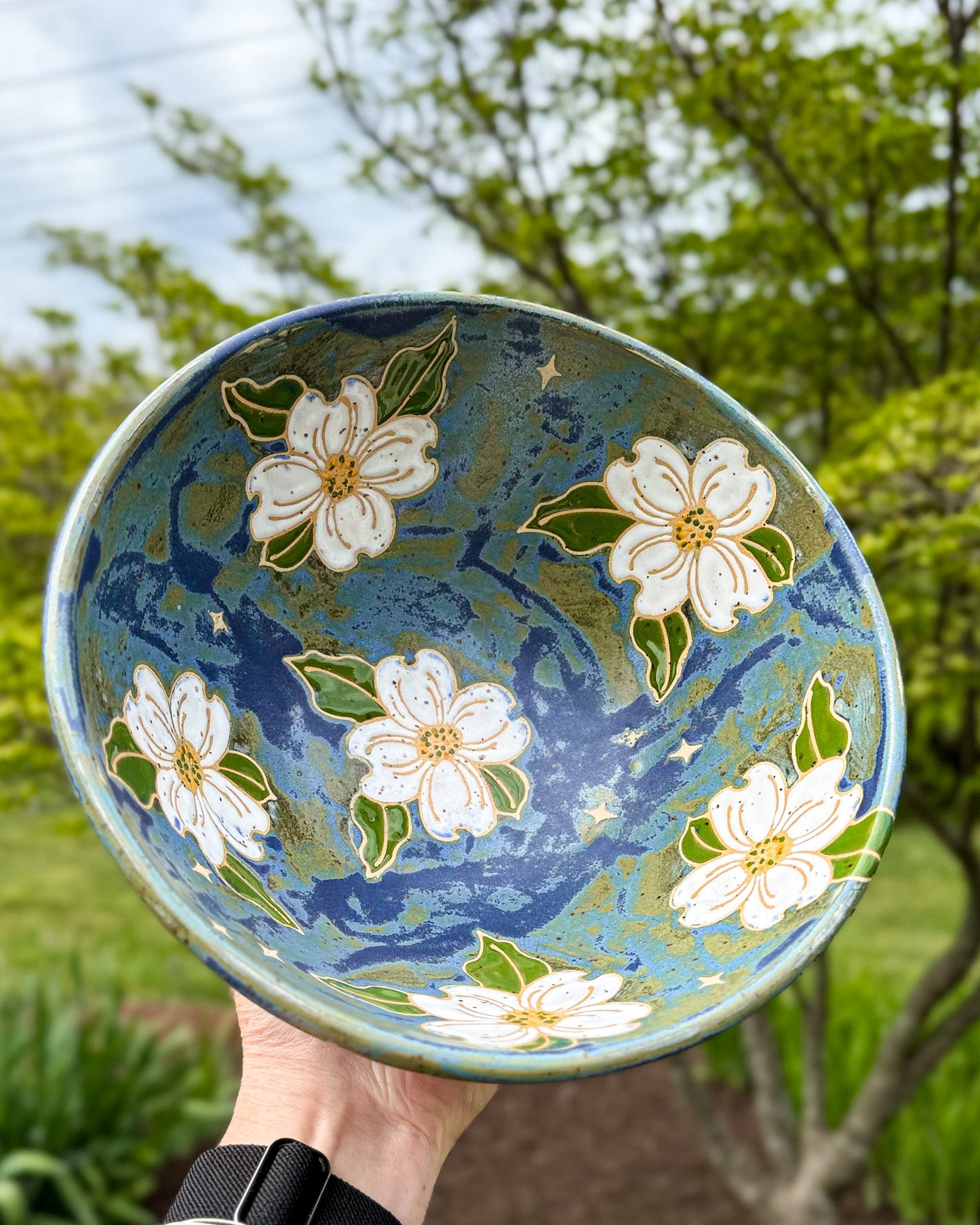Midnight Dogwoods Serving Bowl - Limited Edition