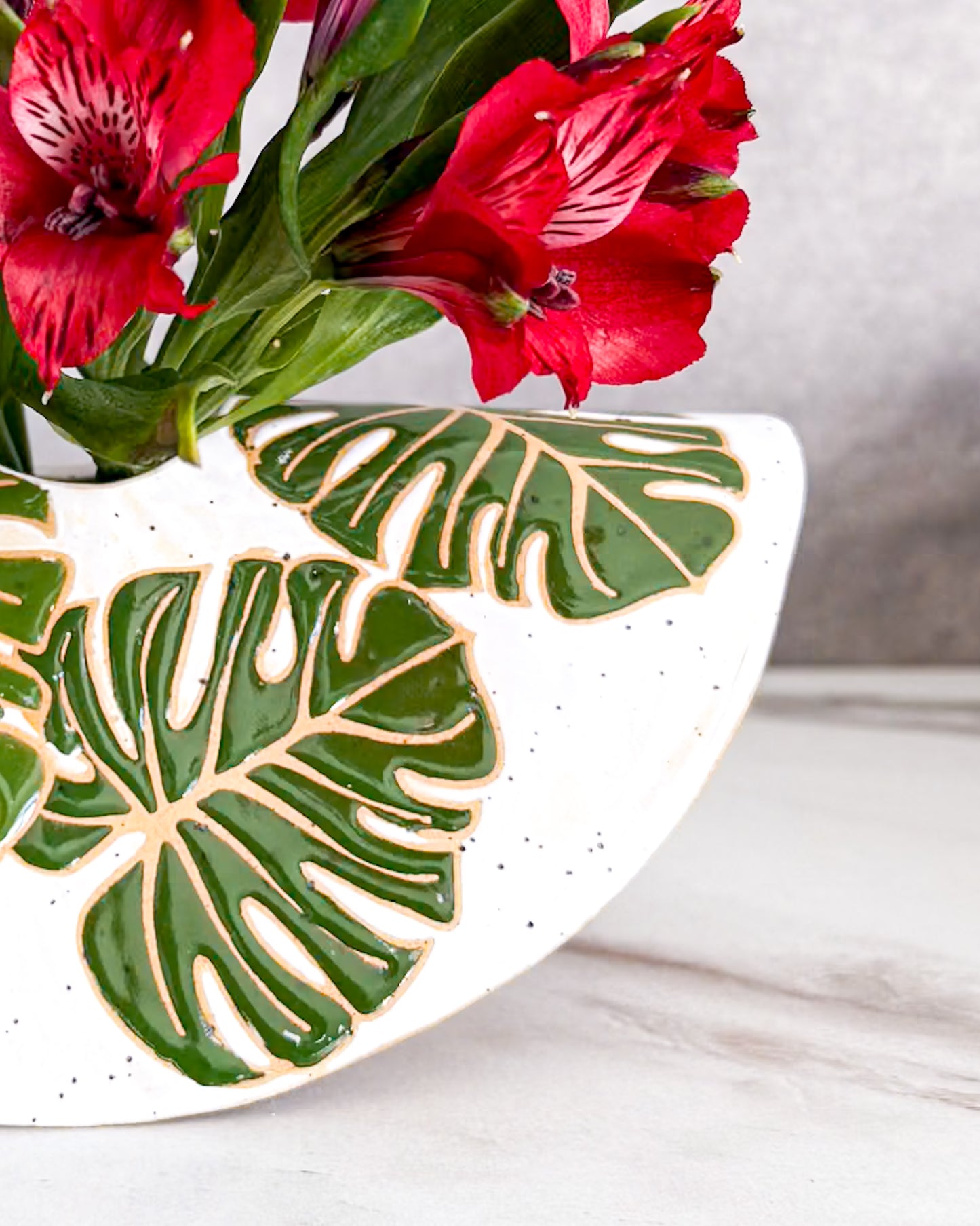 Monstera Leaf Half-Moon Vase