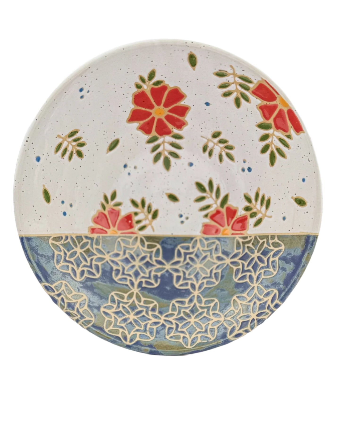 Red Floral & Geometric Serving Bowl 1