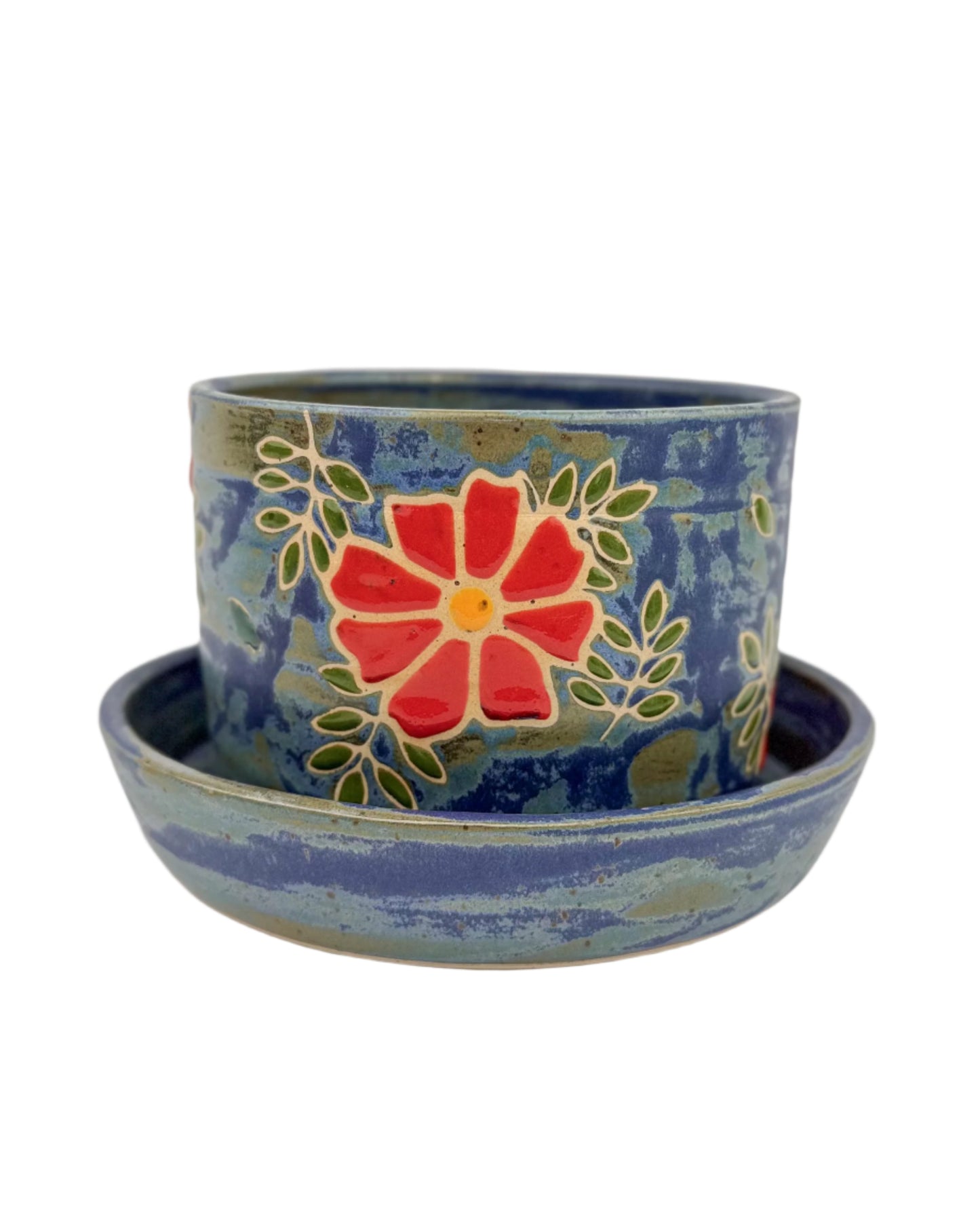 Red Floral Hanging Planter
