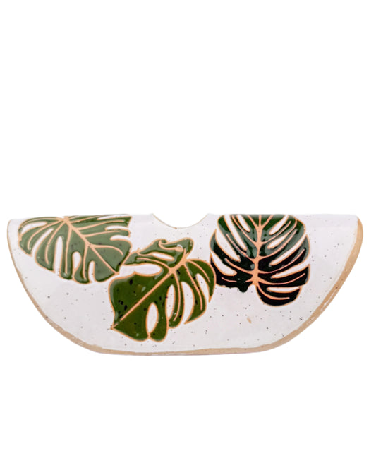 Monstera Leaf Half-Moon Vase
