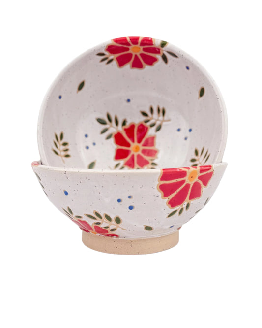 Red Floral Everyday Bowl