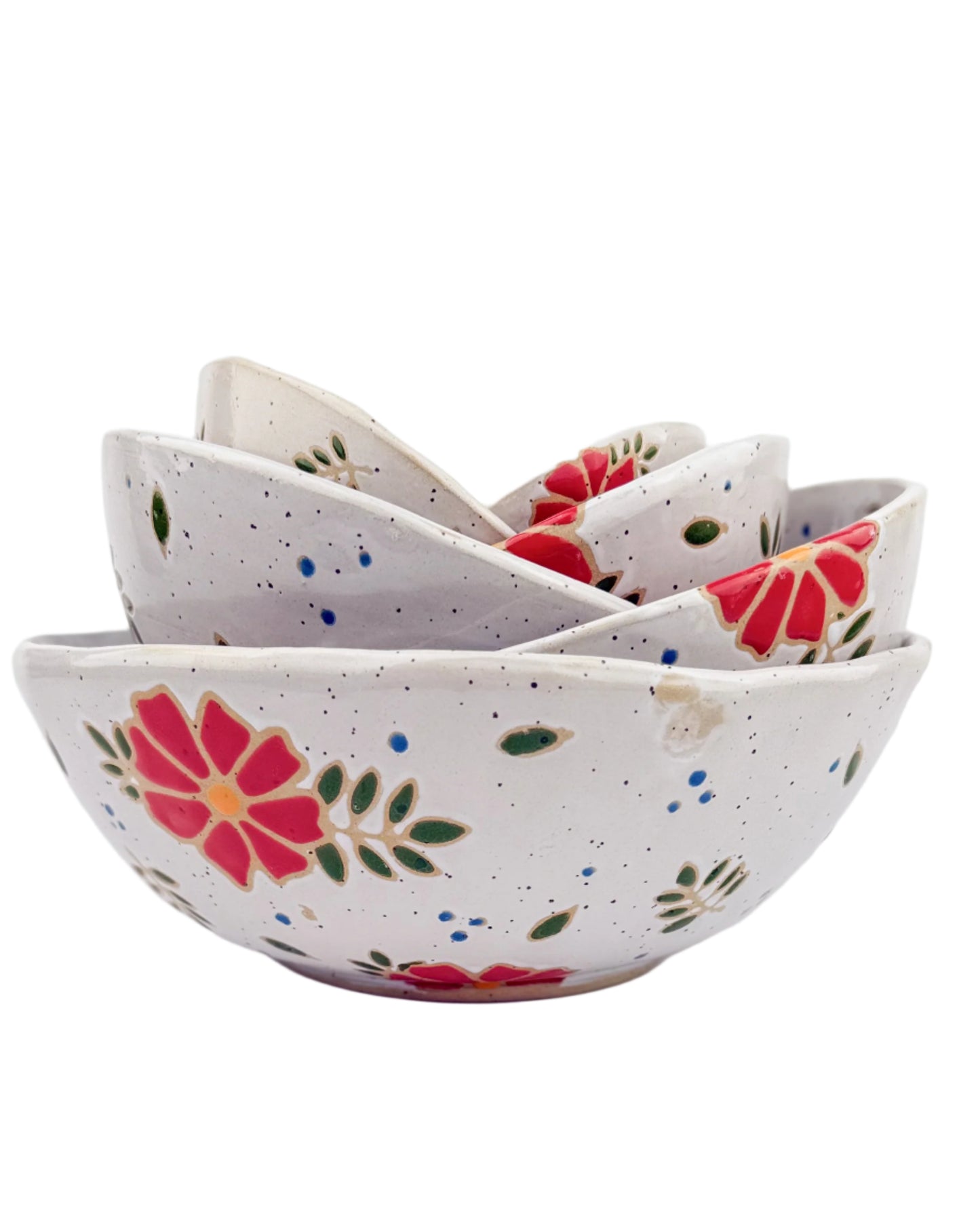 Red Floral Nesting Bowl Set