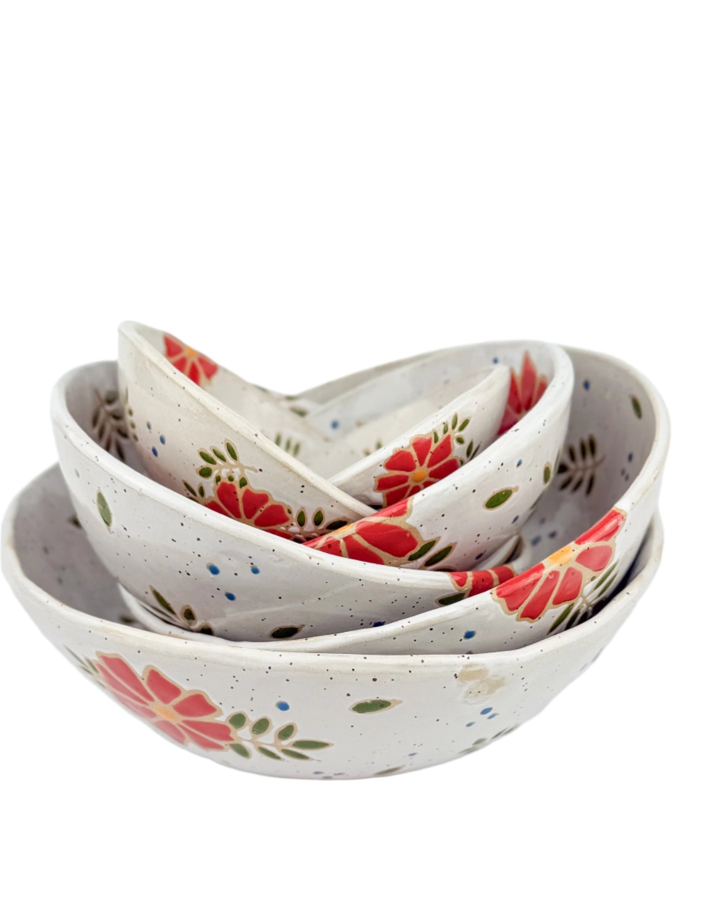Red Floral Nesting Bowl Set