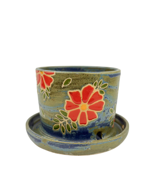 Red Floral Hanging Planter