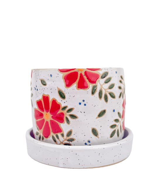 Red Floral Planter