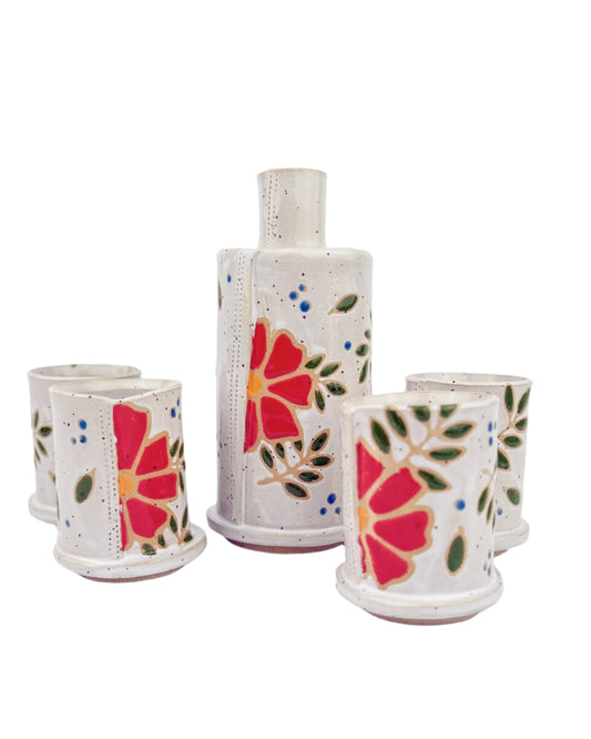 Red Floral Pouring Set