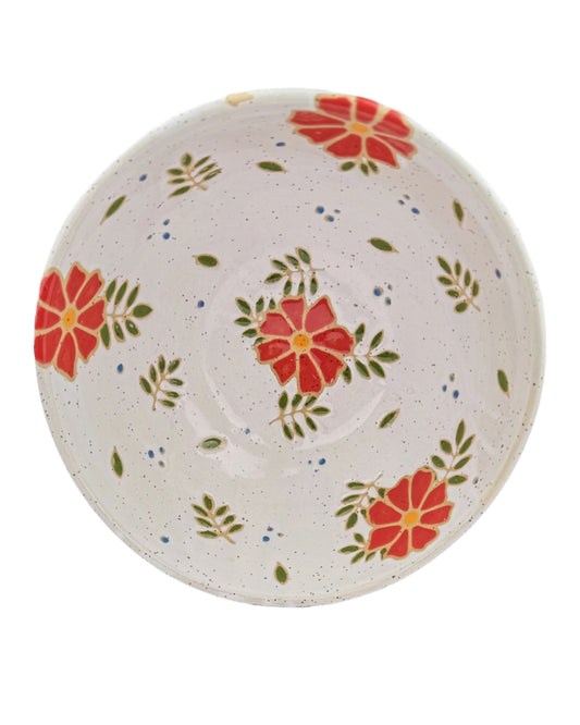 Red Floral Serving Bowl 1