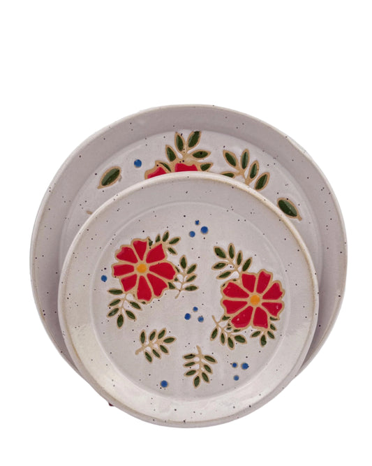 Red Floral Tapas Plate