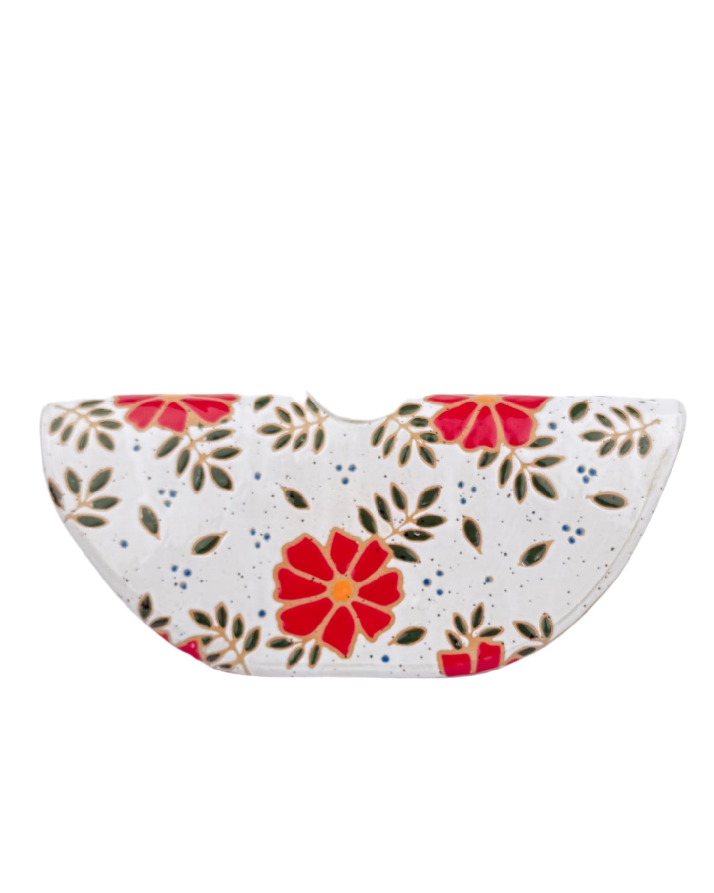 Red Floral Half-Moon Vase